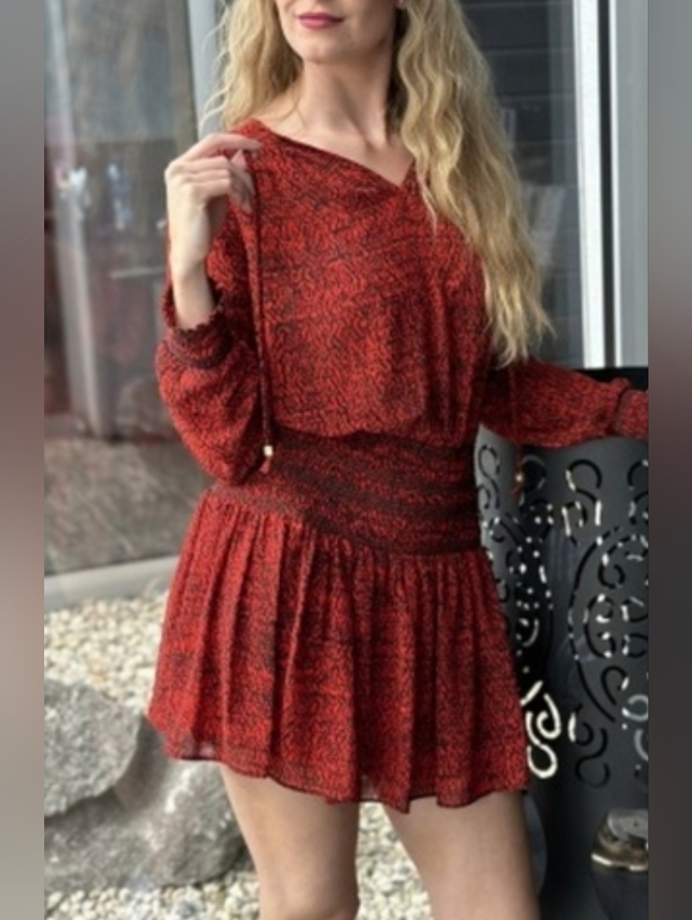 Michael Kors Julia Mini Dress in red cheetah XS-S